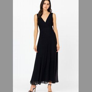 Adam Lippes‎ Pleated Silk Black Maxi Dress Size 8 Formal Wedding Whimsigoth